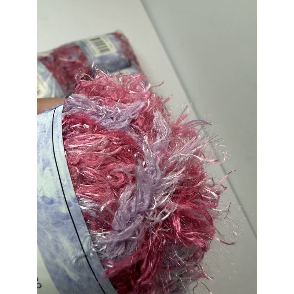 Knitting Yarn 100% Polyester Micro-fiber Pink Purple Eyelash Fuzzy Yarn Lot 10 - Picture 3 of 4